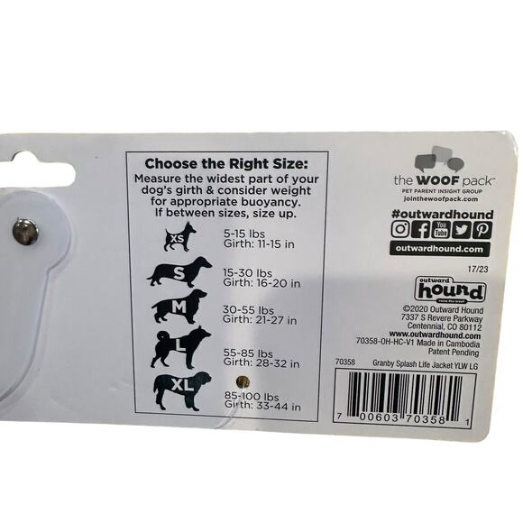 Outward Hound Yellow Granby Splash Jacket for Large Dogs sz L NWT - Picture 5 of 8